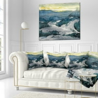 עיצוב הרים כהים בצבעי מים - ציור נוף כרית לזרוק-18 על 18