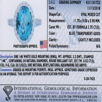 4. טבעת יהלום אקוומרין כחולה בצורת אליפסה בזהב לבן 14 קראט