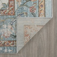 שטיח מסורתי אפור מזרחי, מלבן מקורה שמנת קל לניקוי