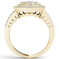 1CT TDW Diamond 10K טבעת אירוסין הילה זהב צהוב