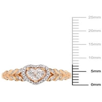 CARAT T.G.W. יצר ספיר לבן ואוצר יהלום 10KT טבעת לב זהב ורד