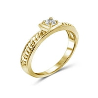 טבעות יהלומים של תכשיטנים לנשים-תכשיטי טבעת יהלומים לבנים של קראט-להקות כסף מצופות זהב 14 קראט לנשים-טבעת