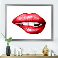 עיצוב 'סקסית שמנמנה שמנמנה שפתיים נפוחות נושכות' הדפס אמנות מודרני ממוסגר