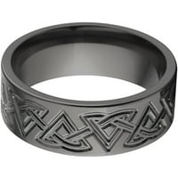 טבעת זירקוניום שחורה שטוחה עם עיצוב קלטי טחון