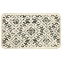 עמודי מיקרות טרנד שטיח מטבח מקורה אצטק, שחור ולבן, 18 x30