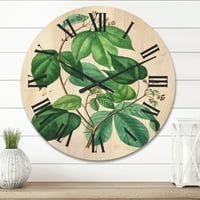 עיצוב 'צמחים עלים ירוקים עתיקים III' שעון קיר מסורתי
