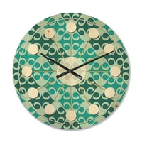 תכנון 'תקציר רטרו רטרו עיצוב גיאומטרי דפוס VI' שעון קיר עץ מודרני של אמצע המאה