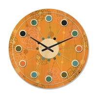 עיצוב 'דפוס פרחי רטרו II' II 'שעון קיר עץ מודרני של אמצע המאה