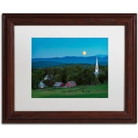 סימן מסחרי אמנות פרה תחת הירח בד אמנות על ידי מייקל בלאנשט צילום לבן מט, עץ מסגרת