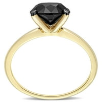 קראט T.W. יהלום שחור 14KT טבעת אירוסין סוליטייר צהוב