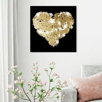 ווינווד סטודיו אופנה גלאם קיר אמנות בד הדפסי' זהב לב ' לבבות-זהב, שחור
