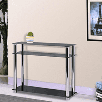 Smilemart 29.9 H שולחן קונסולת זכוכית מודרנית עם רגל פלדה לבית