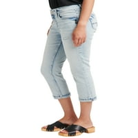 Silver Jeans Co. נשים אליזה אמצע עליית קפרי, מידות המותניים 24-36