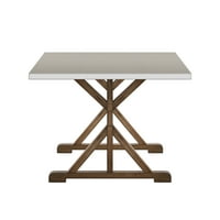 בית ווסטון ג'נלי מלבני נירוסטה שולחן אוכל עליון עם בסיס עץ, טבעי