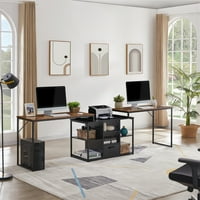 בית משרד שני אדם שולחן מחשב, 114 גדול במיוחד משרד שולחן כתיבה מחקר שולחן תחנת עבודה עם אחסון עבור בית
