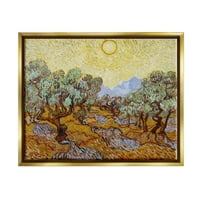 עצי זית ואן גוך נוף נוף ציור מתכתי זהב ממוסגר אמנות הדפסת קיר אמנות