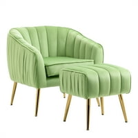 אוקפה מבטא כיסא עם הדום-מצויץ בחזרה - קטיפה חבית כיסא לסלון-דשא ירוק