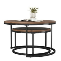 שולחן קפה מודרני של Hommoo שולחנות קינון, שולחן עגול קטן עם מרקם שיש לסלון