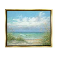 נוף חוף ים אופק ציור חוף ציור חוף מטאלי זהב ממוסגר אמנות אמנות קיר אמנות