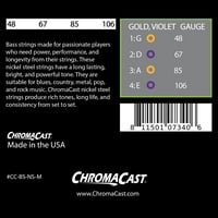 Chromacast ניקל פלדה מיתרי גיטרה בס 5 מיתרים, מד בינוני