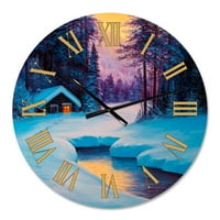 מעצב את שעון הקיר המסורתי 'בקתה ישנה ביער החורף השני'