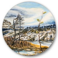 עיצוב אמנות 'השמים המעוננים והנהר עם נוף האביב' אגם בית מעגל מתכת קיר אמנות-דיסק של 29