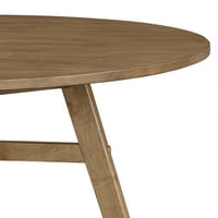 עמוד התווך שולחן אוכל עגול מעץ מלא, צבע אגוז, כולל שולחן