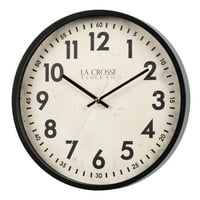 שעון La Crosse שחור אליס קוורץ שעון קיר אנלוגי, 404-3036b