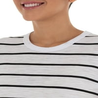 זמן וטרו חולצת טריקו של צוואר שרוול פסים של נשים