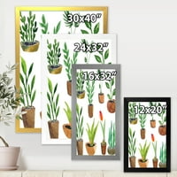 עיצוב אמנות 'שמונה צמחי בית בעציצי חרס' הדפס אמנות ממוסגר מסורתי