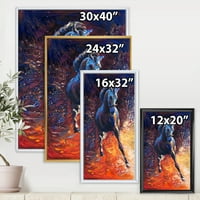עיצוב 'דיוקן של דיוקן של סוס כחול מנוצח' בית חווה ממוסגר הדפס אמנות קיר קיר