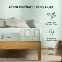 Zinus 10 תה ירוק מזרן קצף זיכרון מלא, המיוצר בארצות הברית מאיתנו קצף וחומרים גלובליים