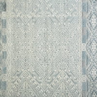 שטיח שבטי גיאומטרי אקהרט, אפור שנהב כחול אקווה, 3ft-6in 5ft-6in שטיח מבטא