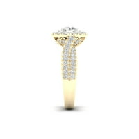 טבעת אירוסין הילה יהלום עגול זהב צהוב 10 קראט 1 קראט