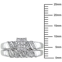 Miabella's Carat T.W. סט טבעת כלה מקביל בגזרת באגט וחתוך עגול סטרלינג סטרלינג סט טבעת כלה