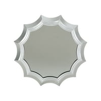 נובל בית מקינלי עגול תעשייתי מתכת שמש מראה עם מזג זכוכית וברזל, כסף מסגרת