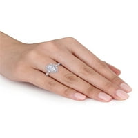 2- CARAT T.G.W. יצר ספיר לבן ואוצר יהלום 10KT טבעת הילה זהב לבן