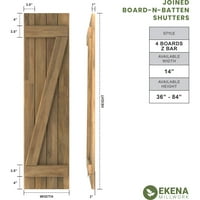 עבודת טחנה של Ekena 14 W 82 H Amerraft ארבע לוח חיצוני חיצוני עץ אמיתי הצטרף לתריסי לוח- N-Batten W Z-BAR,
