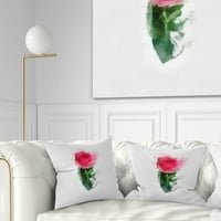 עיצוב ורד יפה עם ציור עלים - כרית לזרוק פרחים - 18x18