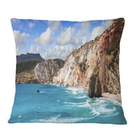 עיצוב איים יוונים חופים נופים - נוף מודפס כרית - 18x18
