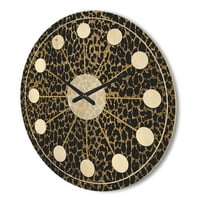 עיצוב 'דפוס ספארי פרווה נמר III' שעון קיר עץ מודרני של אמצע המאה