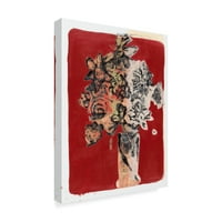 סימן מסחרי אמנות 'זר רקע אדום' אמנות בד מאת מריה פיטרי לור