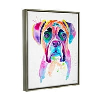 כלב בוקסר חיות בצבעי מים חיות חיות וחרקים אמנות גרפית ברק אפור אמנות ממוסגרת אמנות קיר אמנות