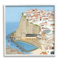 תעשיות סטופל פורטוגל נמל ים עיר חוף איור נוף אמנות גרפית אמנות קיר ממוסגרת לבנה, 17 על 17