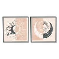תעשיות Stupell Sufestial Sun Moon כוכבות כוכבי לכת אסטרולוגיה מוטיב 12, עיצוב מאת נינה בלו