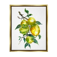לימון הדר פירות עץ מזון ומשקאות גרפי אמנות מתכתי זהב ממוסגר אמנות הדפסת קיר אמנות