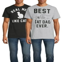 יום אב גברים של & גדול גברים של חתול אבא קצר שרוול גרפי טיז, חבילה, מצחיק חתול חולצות