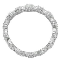אוסף סטרלינג כסף מעוקב זירקוניה טבעת ערימה פרחונית - לבן