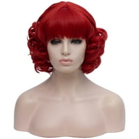מציאות ייחודיות פאות שיער אנושיות לנשים גברת 12 פאות פאות מתולתלות אדומות פאות מתולתלות עם פוני