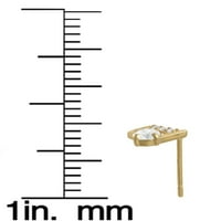 עגילי זהב צהובים מוצקים של 10KT בעיצוב יהלומים ייחודי עם פוסט כפול